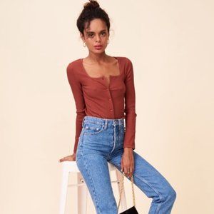 Rouje | EUGENE ribbed button up Top | Size 34